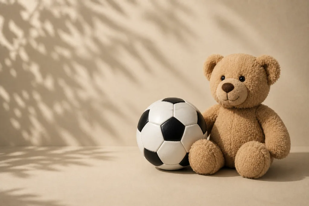 Teddybär mit Fußball